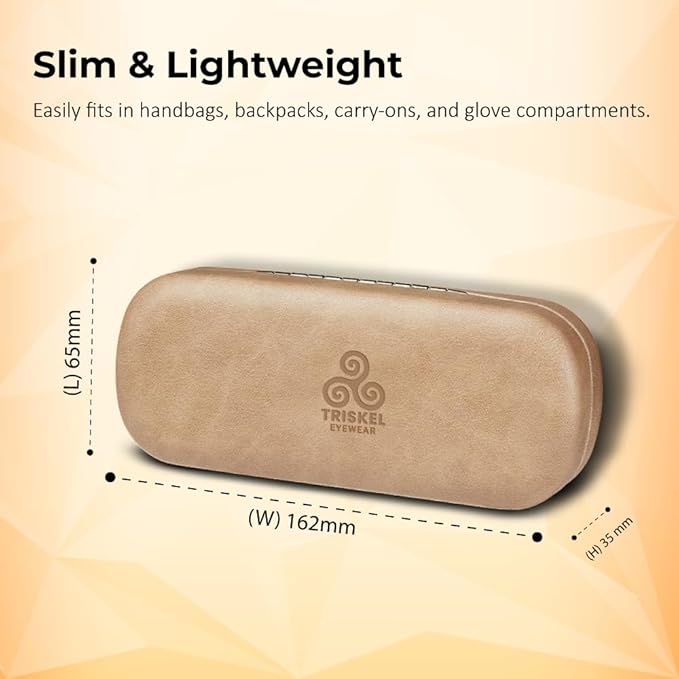 Rounded Rectangle Glasses Case – Hard Shell PU Leather Eyewear Case with Soft Lining & Magnetic Closure