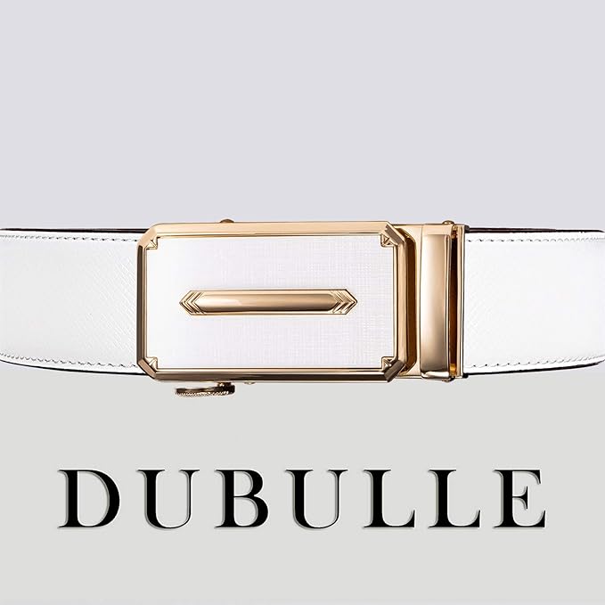 Dubulle Men's Ratchet Belt Gold/Black/Red/Green/Blue/White Automatic Buckle Business Casual Belt Gift - Adjustable Fit