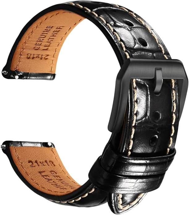 REZERO Leather Watch Bands for Men, Quick Release Watch Straps, Luxury Italian Alligator Grain Embossed Band Replacements 19mm 20mm 21mm 22mm