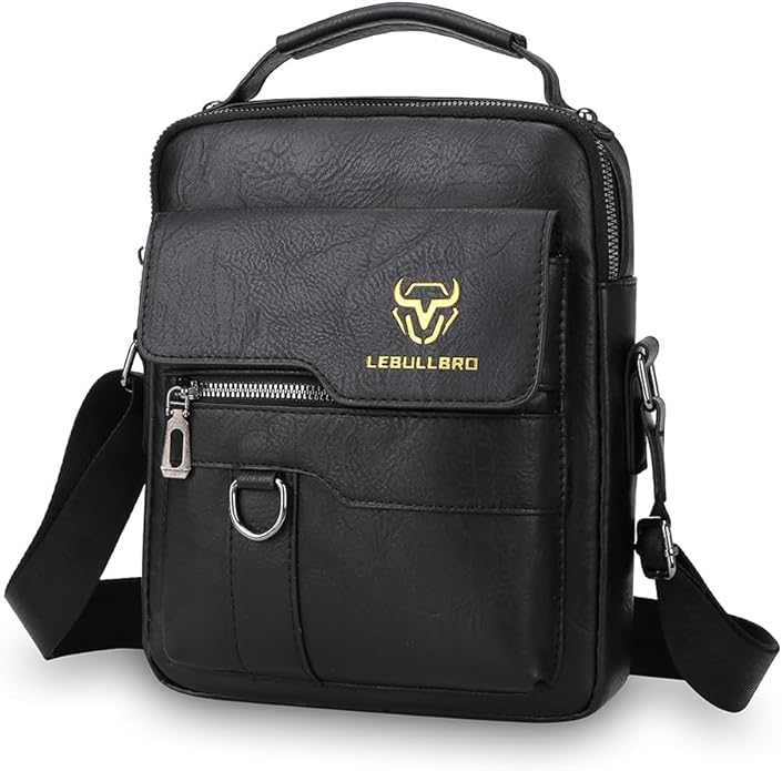 Shoulder Bag for Men Crossbody Bags Leather Sling Bag Messenger Bags with Multiple Pockets Business Outdoor