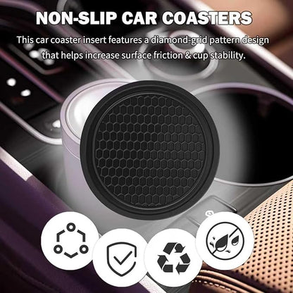 2026 New Car Seat Gap Filler Organizer & Non-Slip Car Coasters for Cup Holders Set,Multifunctional Cars Gap Filler with Phone Holder,Universal No Drop Seat Guard for Cars