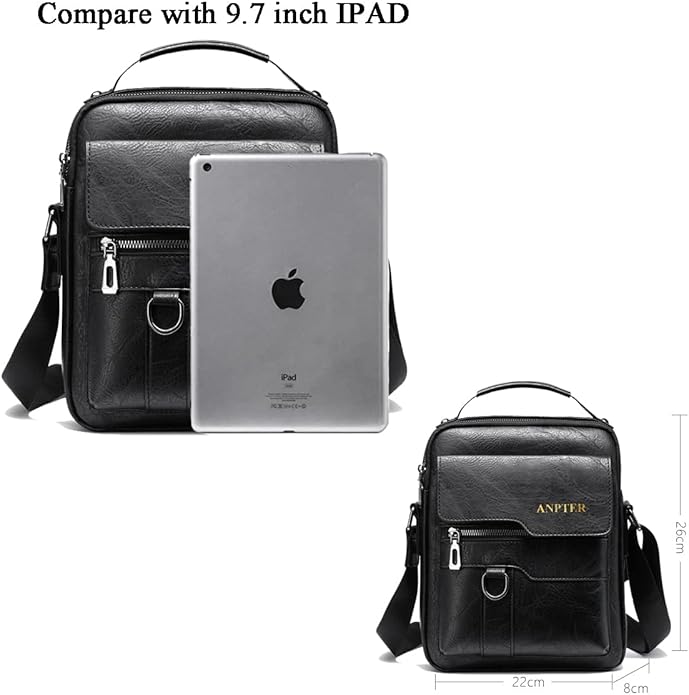 Messenger Bag for Men Crossbody Shoulder Purse Small Vintage PU Leather Satchel Pouch Side Crossover Handbag