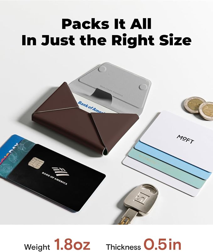 MOFT Magsafe Wallet, Slim Magnetic 8 - Card Holder, Snap Field Wallet with Pull to Access Design, RFID Blocking, MOVAS Veagn Leather Minimalist Travel Wallets for Men & Women,Brownie