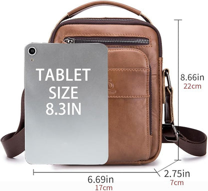 Men's Vinatge Leather Crossbody:Compact with Organized Pockets,Stylish & Functional for Everyday Carry