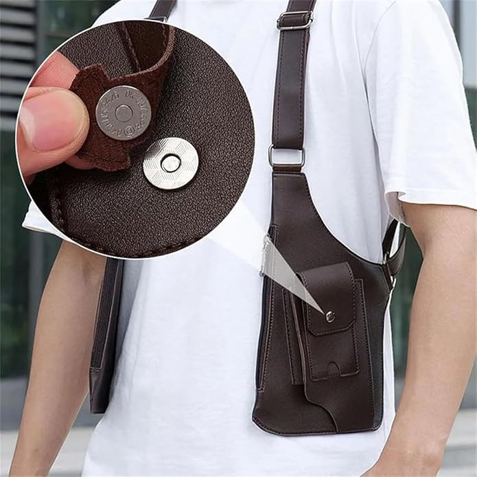 Double Shoulder Armpit Bag 2025 New Tactical Shoulder Bag for Men Multi-pocket Outdoor Anti-Theft Tactical Bag(Brown)