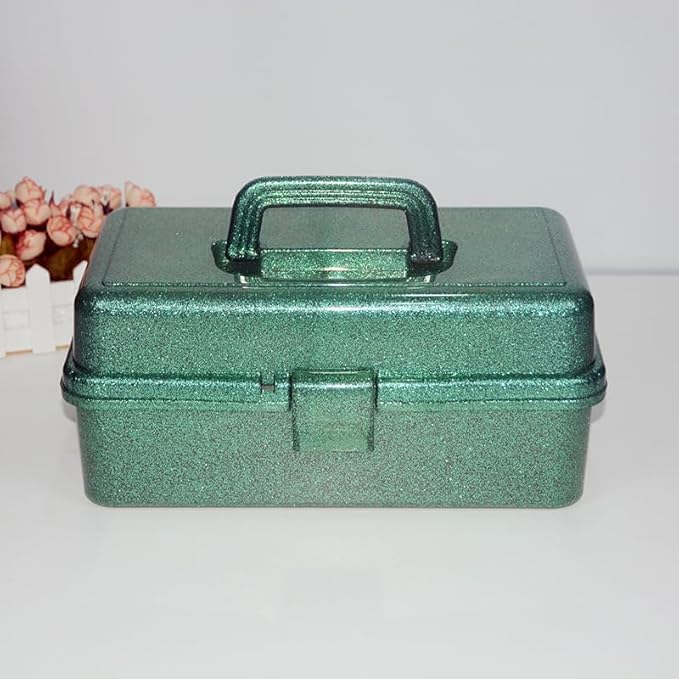 3 Layer Stackable Arts and Crafts Organizer Storage, Multipurpose Sewing Box Plastic Tackle Box Organizer with Lib, Storage for Tools, Makeup, Snack, Art Supply, Sewing Supply(Green)