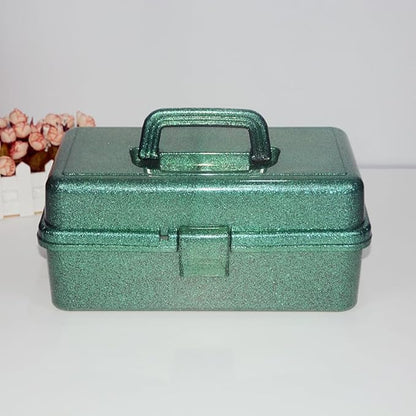 3 Layer Stackable Arts and Crafts Organizer Storage, Multipurpose Sewing Box Plastic Tackle Box Organizer with Lib, Storage for Tools, Makeup, Snack, Art Supply, Sewing Supply(Green)