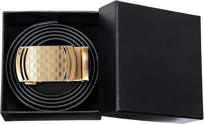 Barry.Wang Mens Belts Leather Ratchet Automatic Buckle Slide Click 1 3/8" Designer Dress Fashion Classic Casual Work Business