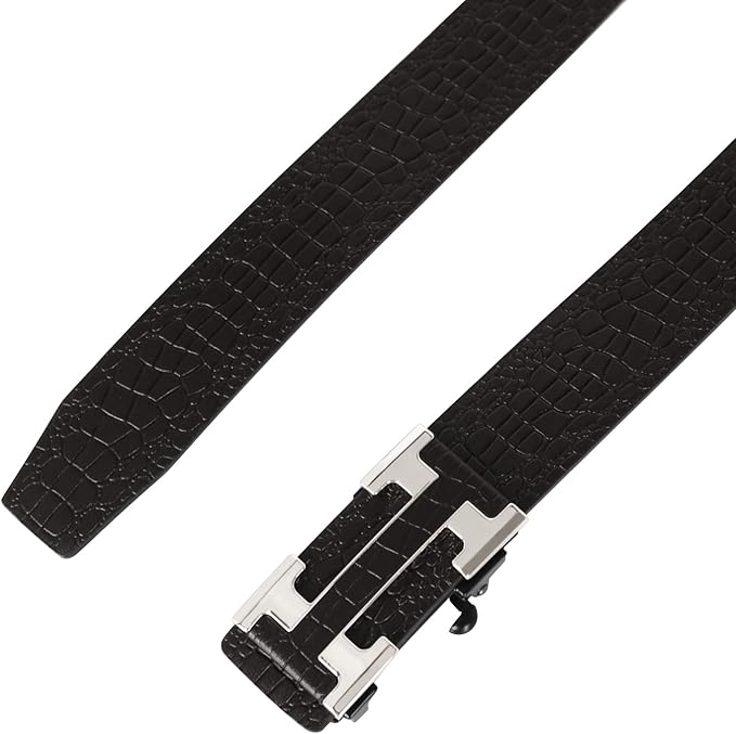 Aurolran Men&Womens Leather Dress Belt Business Automatic Buckle Belt Color-Black Silver Gold
