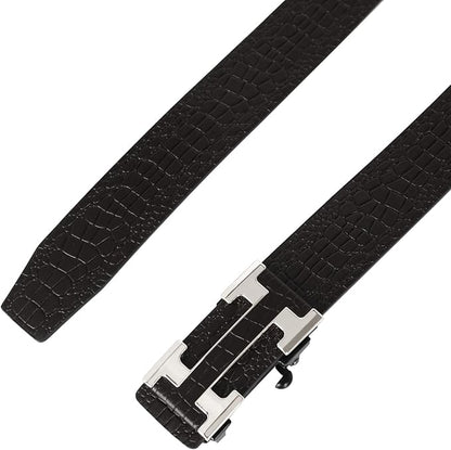 Aurolran Men&Womens Leather Dress Belt Business Automatic Buckle Belt Color-Black Silver Gold