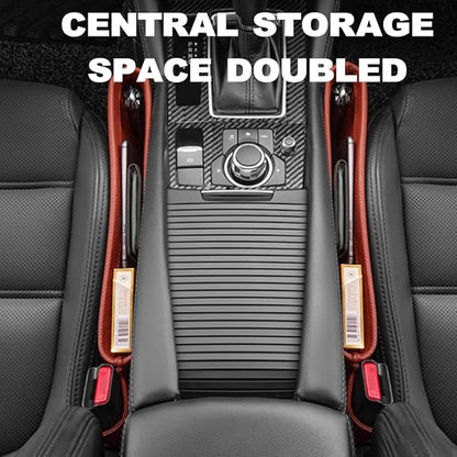 Tumecos Car Seat Pockets PU Leather Car Console Side Organizer Seat Catcher Holders Compatible with Phone Key Wallet Phone Sunglasses 2 Pack (Black+Red)