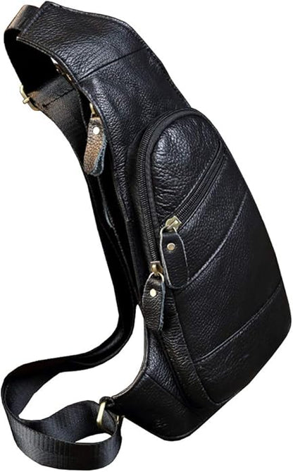 Hebetag Leather Sling Bag Crossbody Backpack for Men Women Travel Outdoor Camping