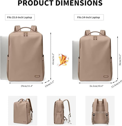 GOLF SUPAGS Stylish Laptop Backpack for Women Airline Approved Perfect for Work College and Travel Multi-Functional Casual Daypack Fits 15.6 Inch Notebook (Champagne)