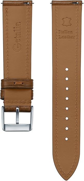 Getalia Italian leather Watch Band Tuscany Natural Vegetable-Tanned Full Grain Leather,14mm 16mm 18mm 19mm 20mm 21mm 22mm Quick Release Replacement Watch Straps for Men and Women Thick and Soft