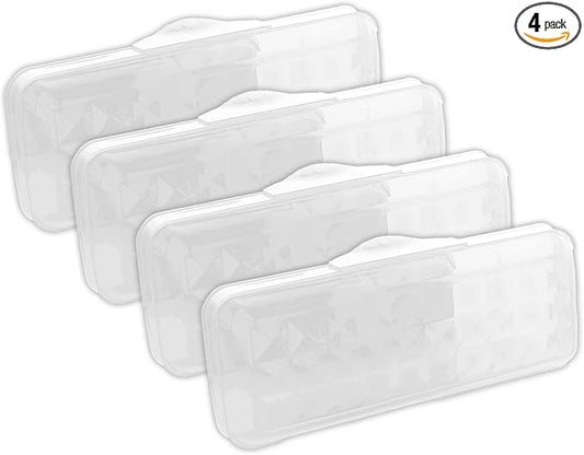 BAZIC PRODUCTS Plastic Pencil Case, Multi Purpose Organizer & Supply Holder, Clear Box Design, Durable Plastic Storage for School, Office, Classroom & Craft Supplies, 4-Pack