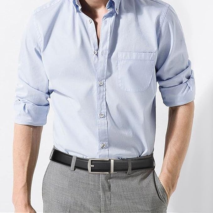 SENDEFN Men's Leather Dress Casual Belt 1 3/8" Automatic Adjustable Click Buckle Belts with Gift Box