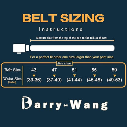 Barry.Wang Mens Belts Leather Ratchet Automatic Buckle Slide Click 1 3/8" Designer Dress Fashion Classic Casual Work Business