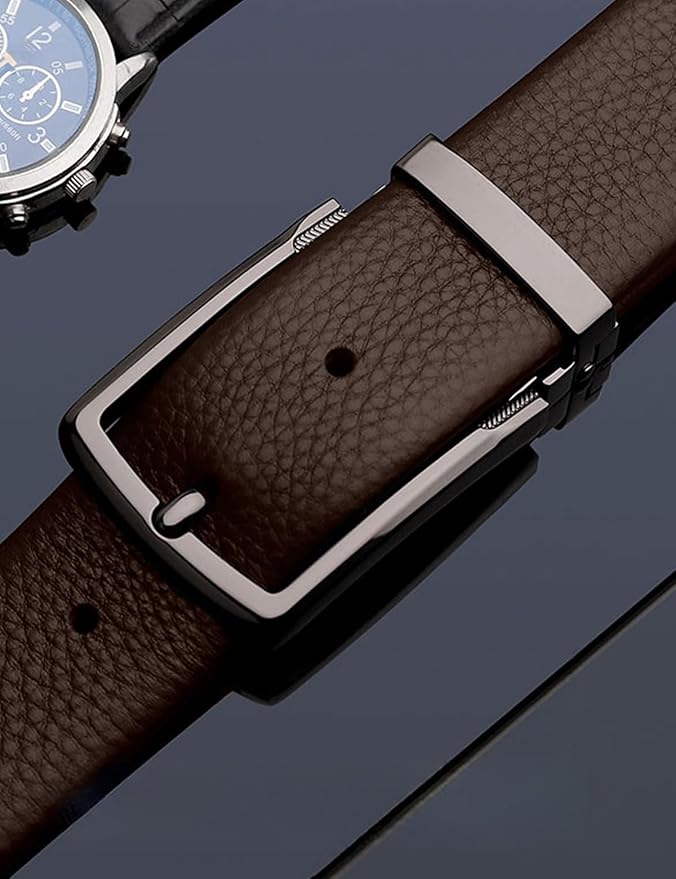 Men's Genuine Leather Dress Belt, 1.38" Wide, Premium Cowhide Business Casual Belt, Classic Design for Work and Formal Wear