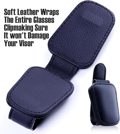Car Visor Sunglasses Holders,2 Pcs (Black and Beige)