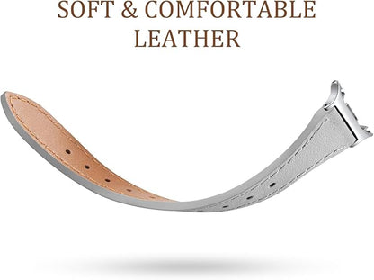 GEAK Slim Leather Band Compatible with Samsung Galaxy Watch 8 40mm 44mm/Watch 8 Classic 46mm, No Gap Adjustable Genuine Leather Replacement Dressy Strap for Samsung Watch 8 Bands Women
