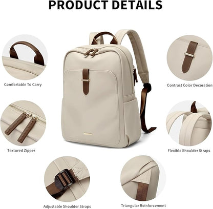 Laptop Backpack for Women,Carry on Travel Backpack Casual Work Business Backpacks Purse College,16 Inch,Apricot