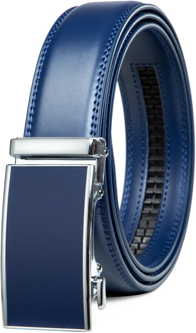 Founders & C Men's Ratchet Belt 1 3/8",Leather Dress Belt Adjustable with Click Sliding Buckle Trim to Exact Fit