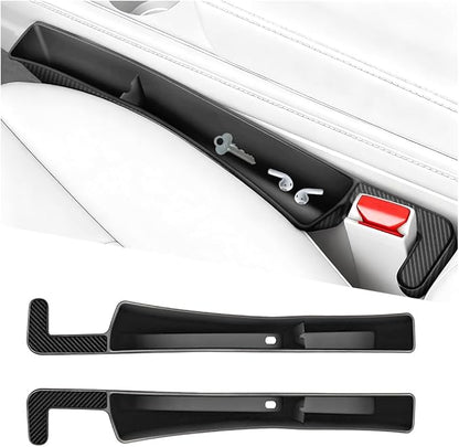 2PCS Car Seat Gap Filler Organizer, Seat Side Gap Organizer for Phone Keys Cards, Multifunctional Automotive Interior Storage Accessories, Universal for SUV Truck Sedan (Black)