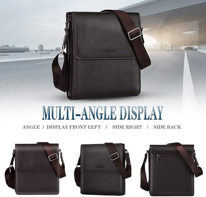 Leathario Men's Crossbody Bag,Vegan Leather Shoulder Messenger Purse Sling Satchel For Work Business Travel