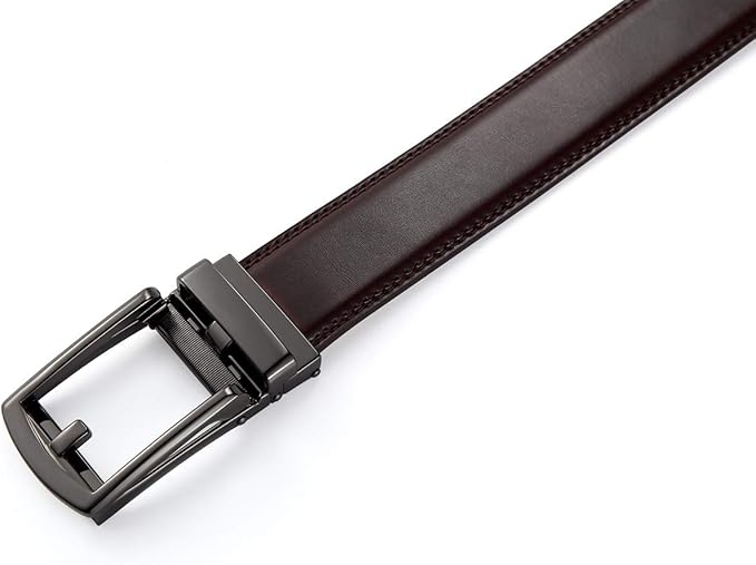 Lingli Men's Belt,Ratchet Dress Belt with Automatic Buckle Brown/Black-Trim to Fit-35mm wide