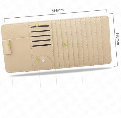 FAVOMOTO 2pcs Multi-Functional Sun Visor Leather Organizer Bag Slot for Car Beige Stylish Storage for Pens Cards Booklets Convenient Auto Accessory for Vehicle Interior