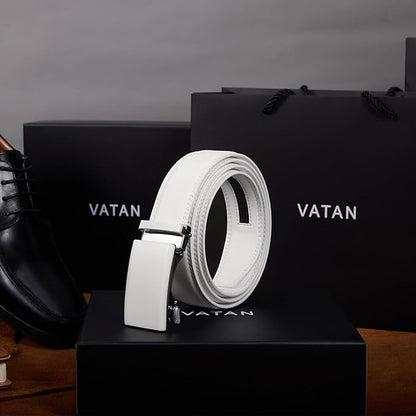 VATAN Men's Belt Leather Ratchet Belt for Men Dress Casual Every Day with Adjustable Buckle, Trim to Fit