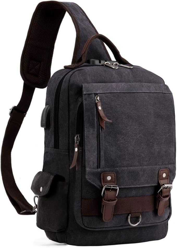 Leaper Retro Crossbody Bag Sling Bag Canvas Messenger Bag for Men Women Shoulder Bag Crossbody Handbags Satchel Travel Bag