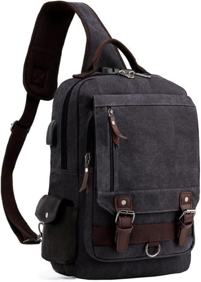 Leaper Retro Crossbody Bag Sling Bag Canvas Messenger Bag for Men Women Shoulder Bag Crossbody Handbags Satchel Travel Bag