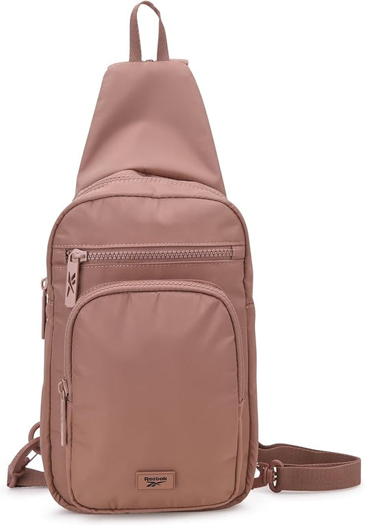 Reebok Unisex Crossbody Sling Bags – Compact Convertible Strap Cross Body Bag Travel Sling Bag - Gym & Travel Essential, Cosmos Choco Malt