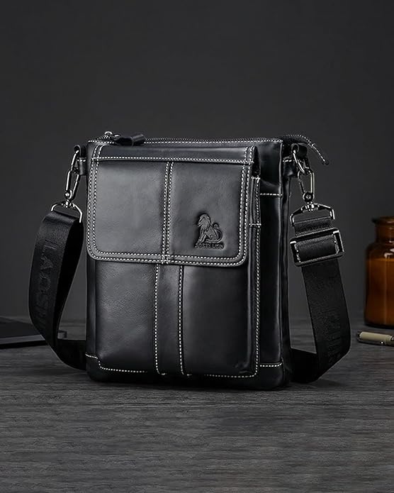 Men's Genuine Leather Crossbody Bag - Spacious & Functional & Durable Daily Use
