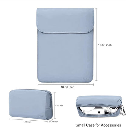 MOSISO Laptop Case 13.3 inch, 13-13.3 inch Laptop Sleeve Compatible with MacBook Neo 13 A18 Pro A3404 /Air 13/Pro 13/Pro 14 M5 M4 M3 M2 M1, Faux Suede Leather Case with Small Bag, Air Blue