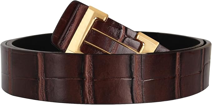 Aurolran Men&Womens Leather Dress Belt Business Automatic Buckle Belt Color-Black Silver Gold