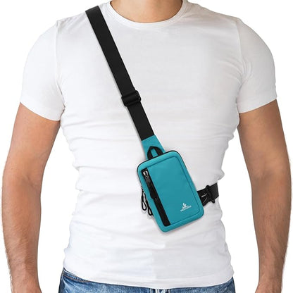 Peicees Small Crossbody Bag for Men Women Mini Sling Bag Travel Running Phone Daypack Cross Body Shoulder Bags with Keyholder
