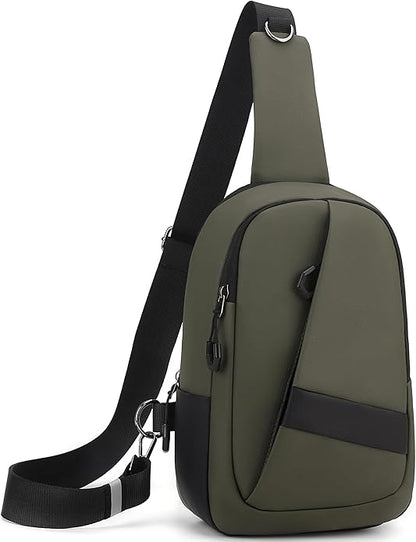 Hoedia Crossbody Sling Bag for Men Women, Shoulder Cross Body Bag EDC Back Pack with Reflective Strip and Multi-pocket