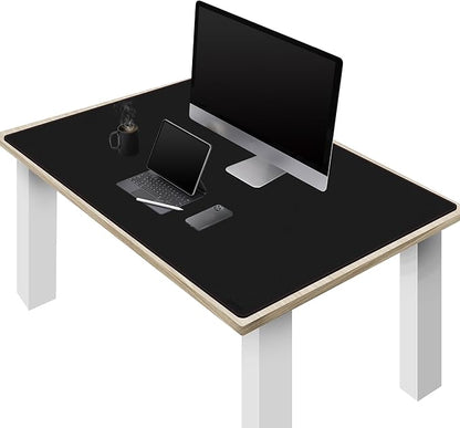 ZORESYN Large PU Leather Desk Mat Black 51.2x27.6 Inches, Waterproof Gaming Mouse Pad with Non-Slip Suede Base, Office Desk Protector & Writing Surface for Home