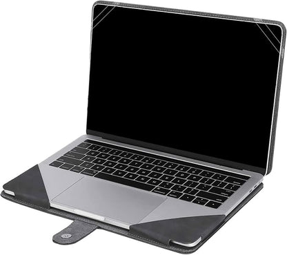 MOSISO Case Compatible with MacBook Air 13.6 inch M4 M3 M2 2025-2022 /Air 13 M1 2022-2018 /Pro 13 inch M2 M1 2025-2016, PU Leather Portfolio Protective Stand Cover, Space Gray