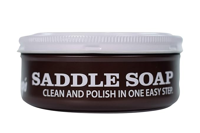 Fiebing's White Saddle Soap for Leather (12 oz Tin) - Cleaner & Conditioner to Soften, Protect & Restore Leathercraft - Soap for Car Seat, Couch, Shoe, Purse, Boot, Bag, & Saddles