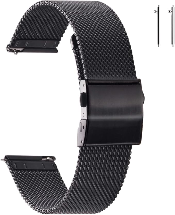 EACHE Stainless Steel Mesh Watch Band for Men Women, Quick Release Mesh Watch Straps 12mm 14mm 16mm 18mm 20mm 22mm
