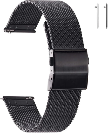 EACHE Stainless Steel Mesh Watch Band for Men Women, Quick Release Mesh Watch Straps 12mm 14mm 16mm 18mm 20mm 22mm