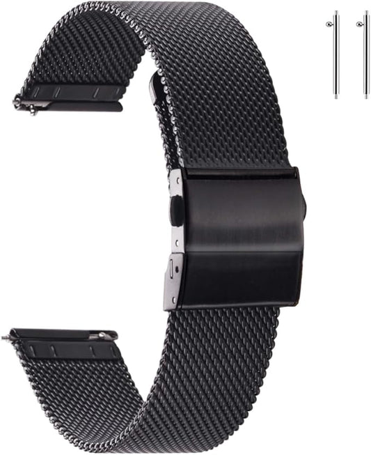 EACHE Stainless Steel Mesh Watch Band for Men Women, Quick Release Mesh Watch Straps 12mm 14mm 16mm 18mm 20mm 22mm