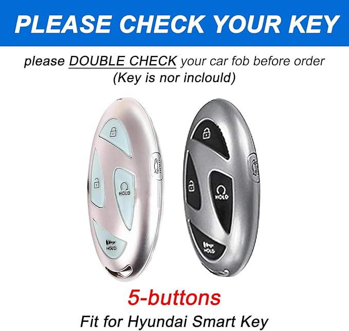 5 Buttons Compatible with Hyundai Key Fob Cover Accessories, Fits for Elanrtra Sonata Ioniq Santa Fe Santa Cruz KONA Tucson, Soft TPU Key Case with Leather Keychain (Pink)