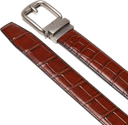 Fabio Valenti Men's Genuine Leather Ratchet Dress Belt with Automatic Buckle, Adjustiable Sizes, Handmade, All leather Strap
