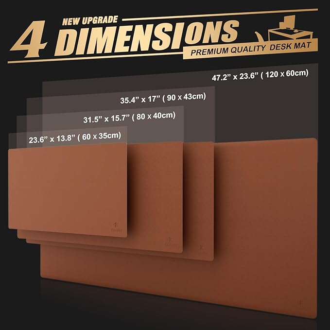 K KNODEL Small Office Leather Desk Mat, Mouse and Keyboard Pad, Computer and Laptop Mat, Desktop Protector and Cover, Writing Pad and Blotter (23.6"x13.8", Brown)