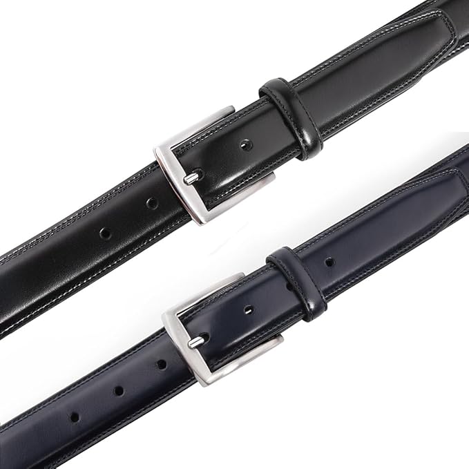 Mens Genuine Leather Dress Belt for Men, Handmade, 100% Cow Leather,Classic Casual and Business Belt Prong Buckle