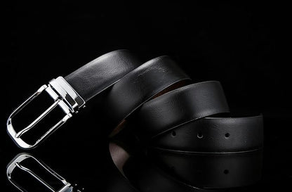 Mens Belts Leather Reversible 1.25" Black Dress Belt for Men